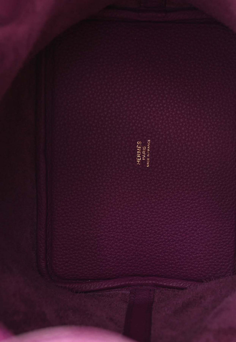 Picotin Lock 18 PM Bag in Anemone Taurillon Clemence Leather with Gold Hardware