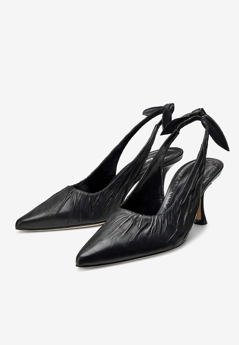 Manolo Blahnik Pelagalo 70 Nappa Leather Slingback Pumps  PELAGALO 70 BLACK 0015 1603-0001