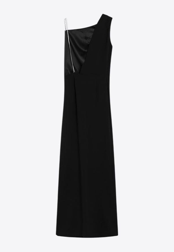 Max Mara Pianoforte Pentola Asymmetric Maxi Dress with Jeweled-Strap Black PENTOLAVI/R_MAXMP-003