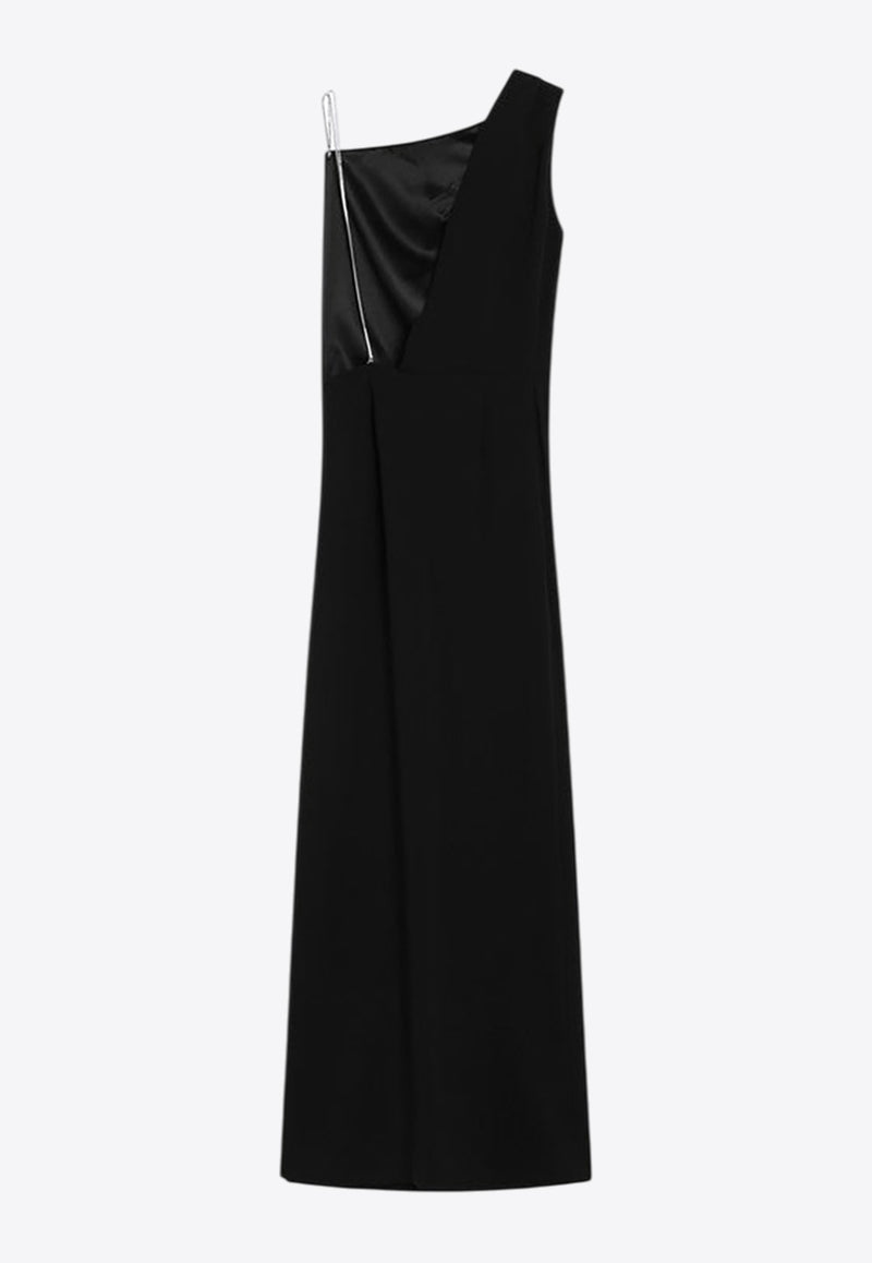 Max Mara Pianoforte Pentola Asymmetric Maxi Dress with Jeweled-Strap Black PENTOLAVI/R_MAXMP-003