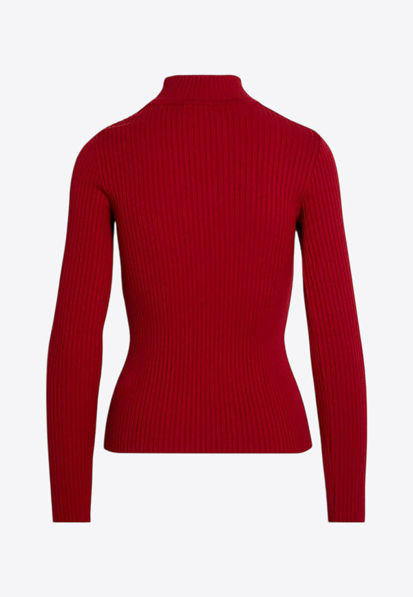 Courrèges Logo Patch Ribbed Turtleneck Sweater Red PERMPU022FI0001/P_COURR-4034