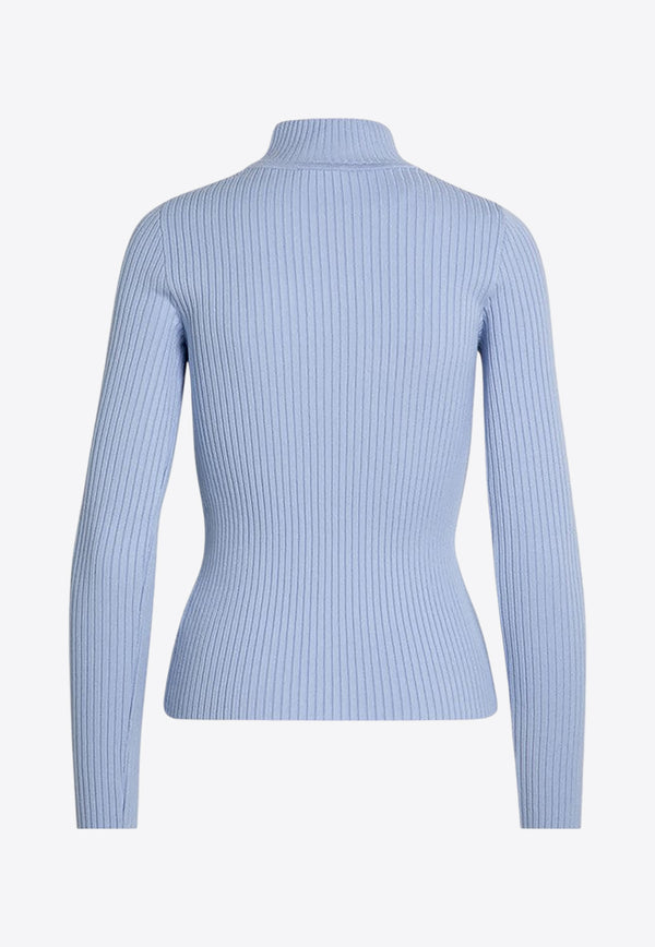 Courrèges Logo Patch Ribbed Turtleneck Sweater Light Blue PERMPU022FI0001/P_COURR-7005