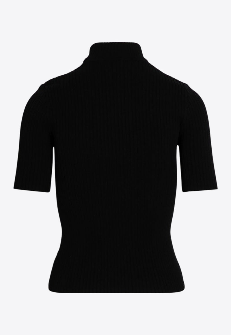 Courrèges Logo Patch Ribbed Turtleneck Top Black PERMPU026FI0001/P_COURR-9999