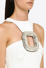 David Koma Asymmetrical Midi Dress with Big Crystal Buckle White PF23DK24DPL/N_DAVID-WS