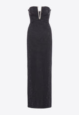 Self-Portrait Jersey Rhinestone Maxi Dress PF24-166X-BBLACK