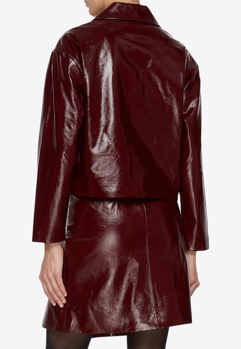 Self-Portrait Crackled Leather Jacket Burgundy PF25091JBUBURGUNDY_Purple_29842911