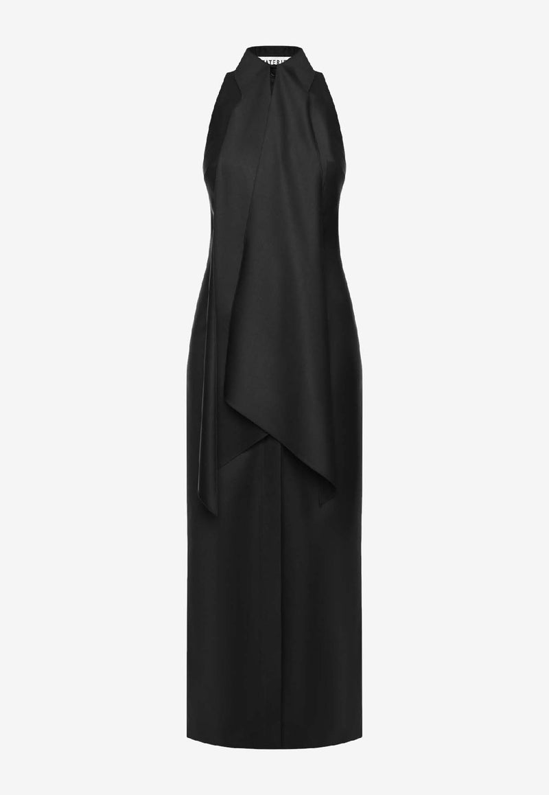 Materiel Vest Tie Wool-Blend Maxi Dress Black PF25N2302DRBK_BLACK