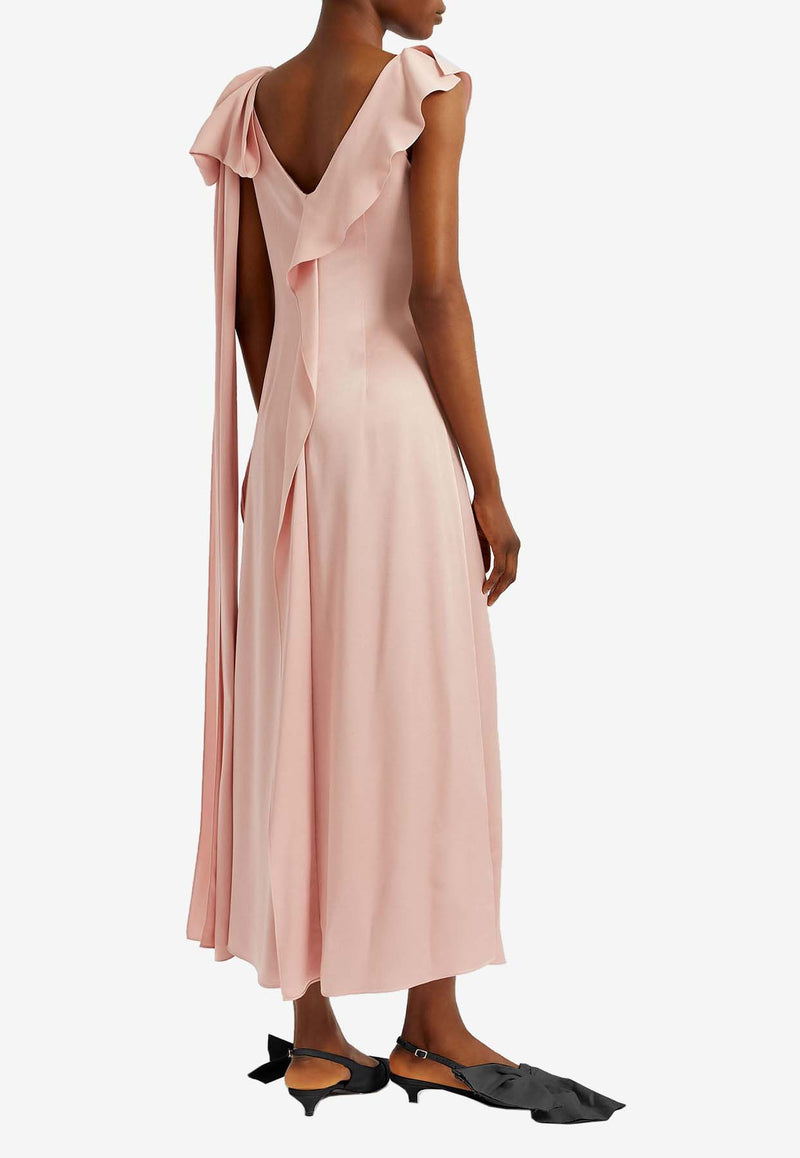Erdem Floral Appliqué Satin Cady Midi Dress Pink PF25_D112_50255005_PINK