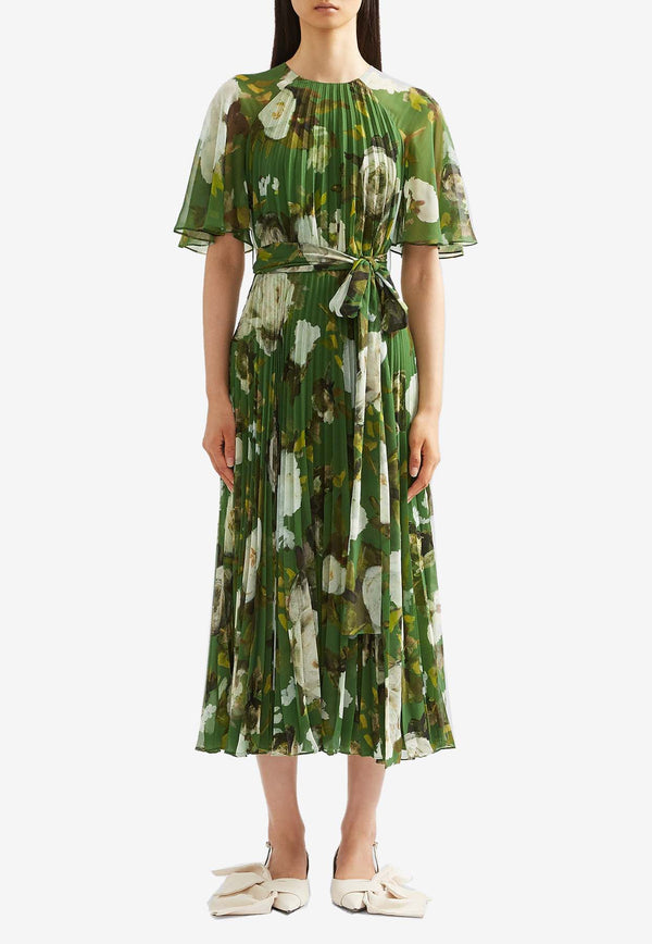 Erdem Floral Print Pleated Voile Midi Dress Green PF25_D128_50193002_GREEN MULT