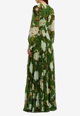 Erdem Floral Print Pleated Voile Gown Green PF25_G11_50193002_GREEN MULT