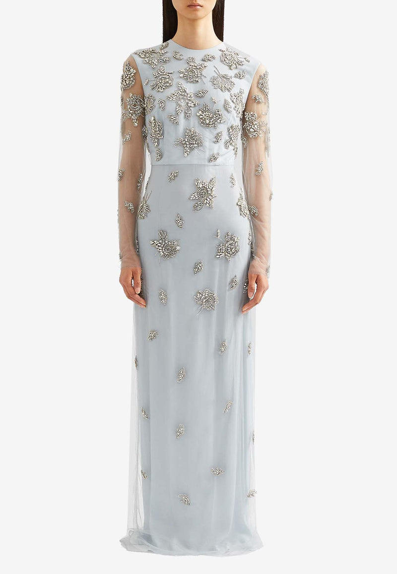 Erdem Embroidered Tulle Gown Gray PF25_G38_50384005_GREY