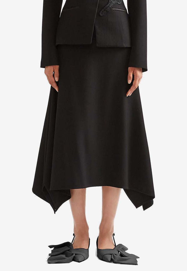 Erdem Draped Grain De Poudre Pencil Skirt Black PF25_S30_70031000_BLACK