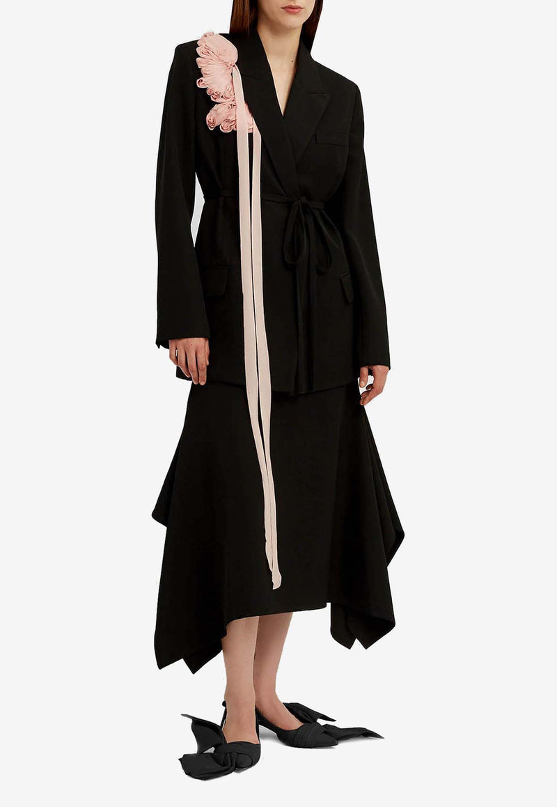 Erdem Floral Applique Wool Blazer Black PF25_J8_70031000_BLACK