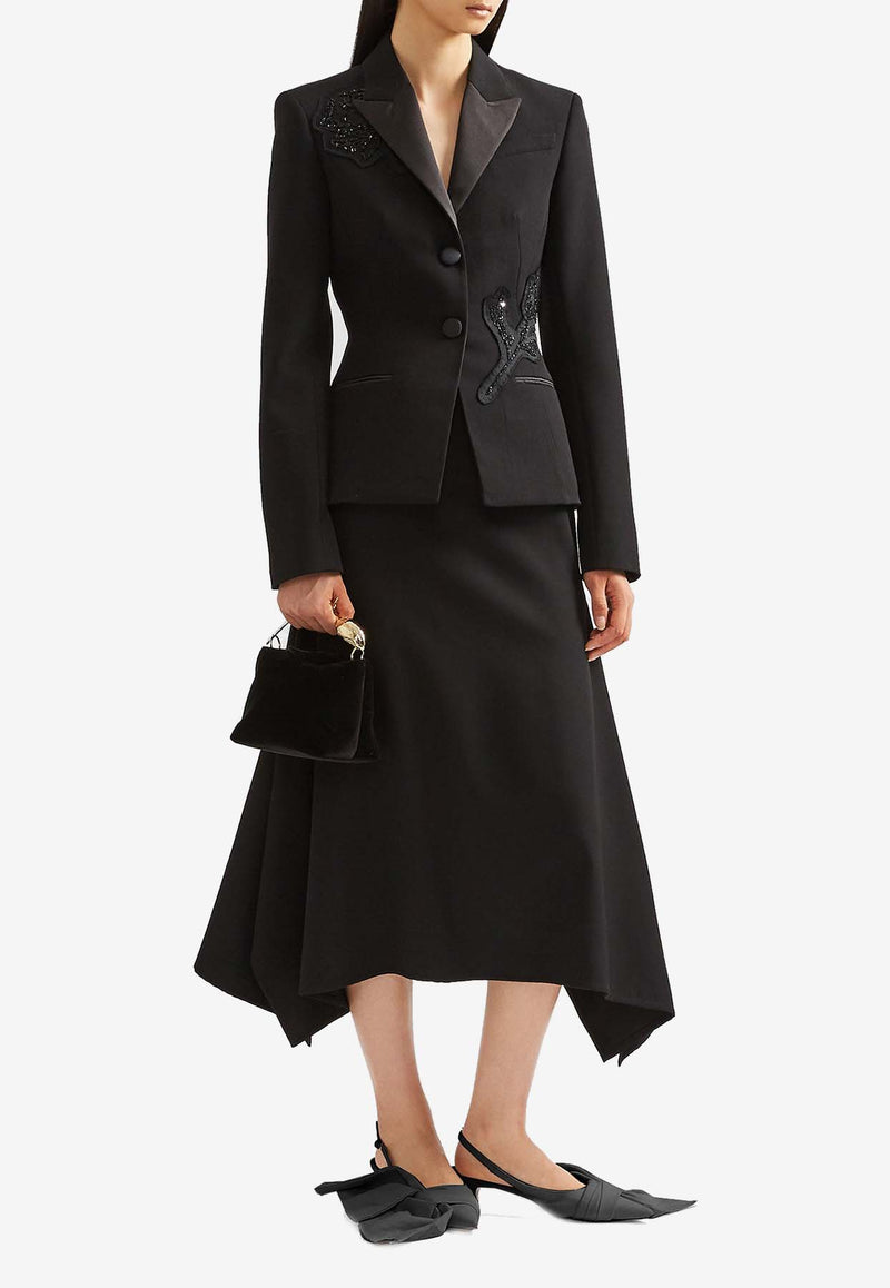 Erdem Draped Grain De Poudre Pencil Skirt Black PF25_S30_70031000_BLACK