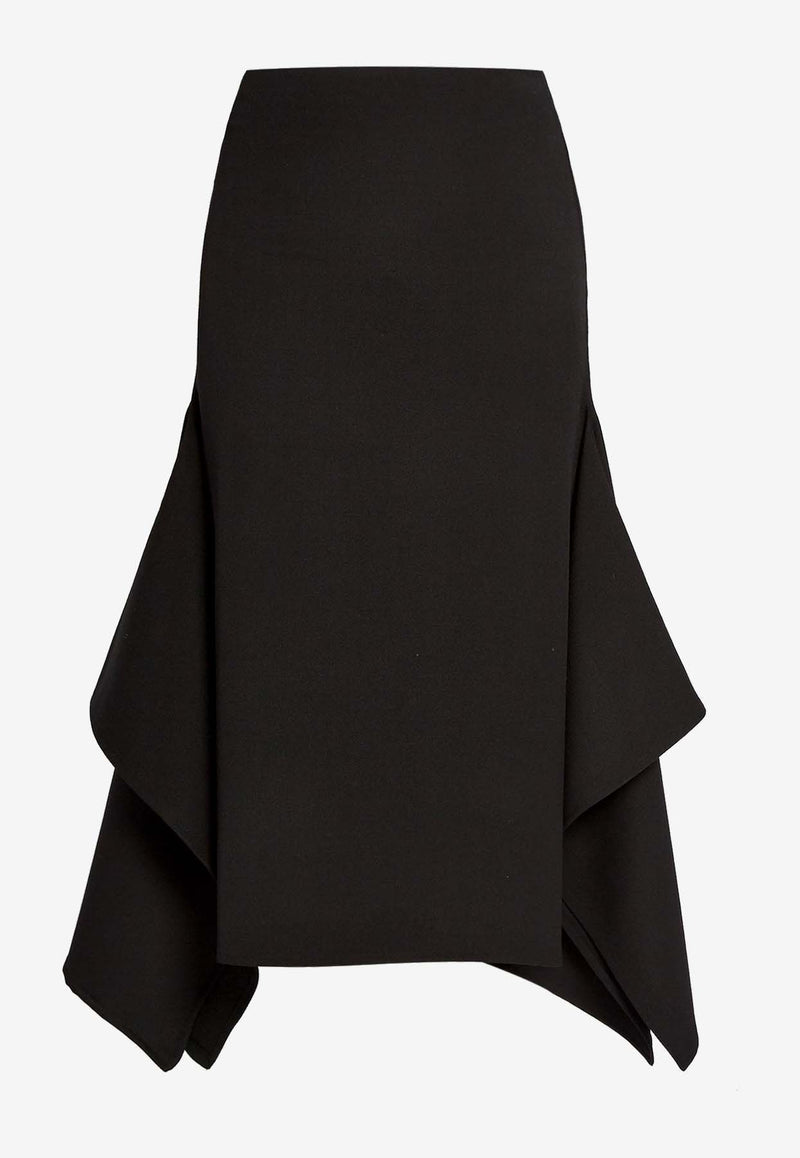 Erdem Draped Grain De Poudre Pencil Skirt Black PF25_S30_70031000_BLACK