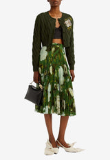 Erdem Floral Print Midi Plisse Skirt Green PF25_S903_50193002_GREEN MULT
