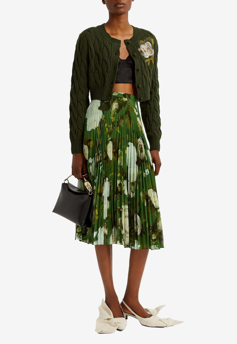 Erdem Floral Print Midi Plisse Skirt Green PF25_S903_50193002_GREEN MULT