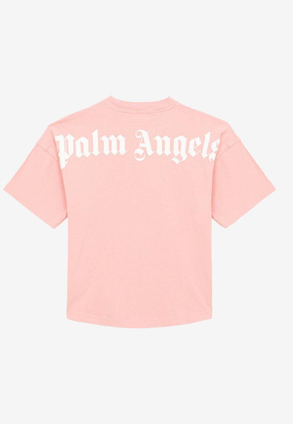 Palm Angels Kids Girls Logo-Detailed Crewneck T-shirt PGAA001C99JER001/O_PALMA-3001