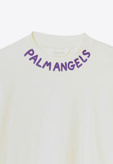 Palm Angels Kids Girls Logo Print Oversized T-shirt Butter PGAA001F24-AJER001/P_PALMA-0437