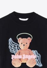 Palm Angels Kids Girls Bear Angel Print T-shirt Black PGAA002C99-AJER004/P_PALMA-1060