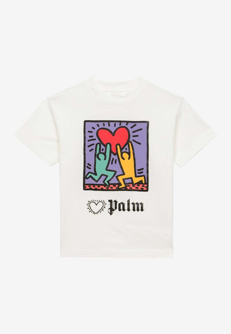 Palm Angels Kids Girls Graphic-Printed Crewneck T-shirt PGAA002S24-AJER005/O_PALMA-0335