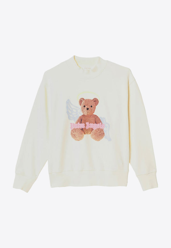 Palm Angels Kids Girls Bear Angel Print Sweatshirt Ivory PGBA013C99-AFLE003/P_PALMA-0460