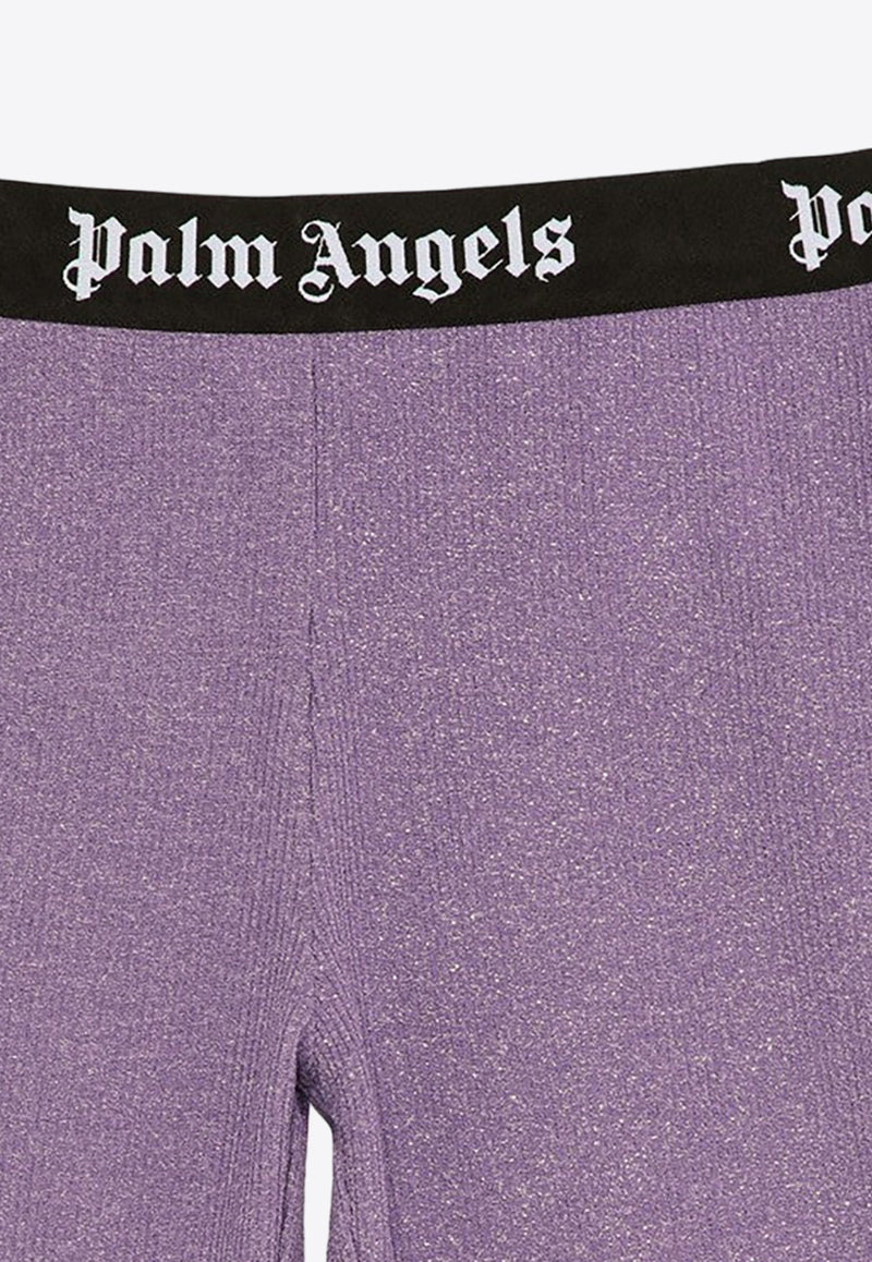 Palm Angels Kids Girls Logo-Waistband Lurex Pants Purple PGCA016S24-AJER001/O_PALMA-3610