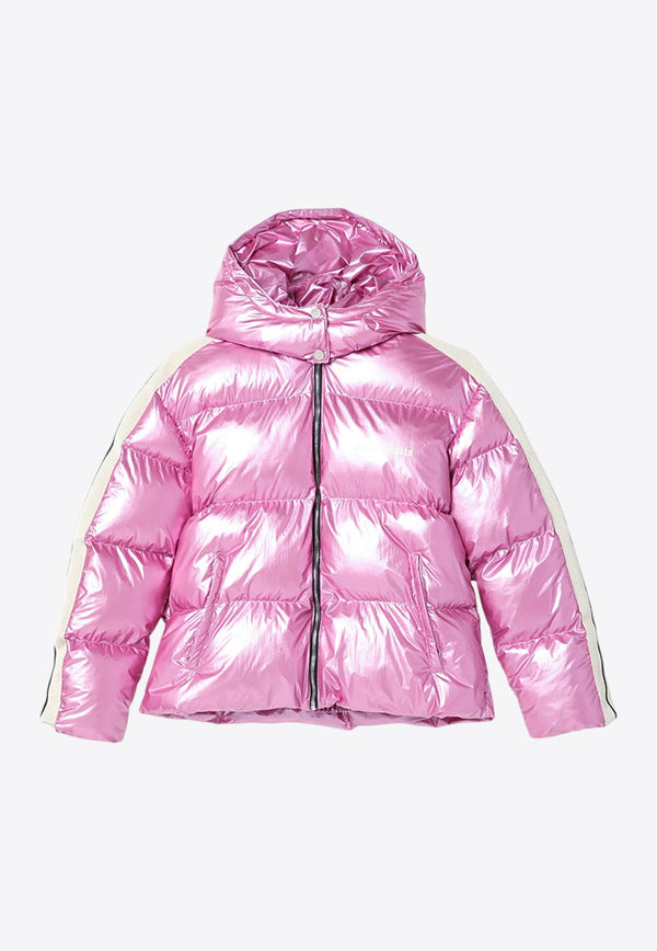 Palm Angels Kids Girls Glossy Puffer Jacket Pink PGEJ002F24-AFAB003/P_PALMA-3003