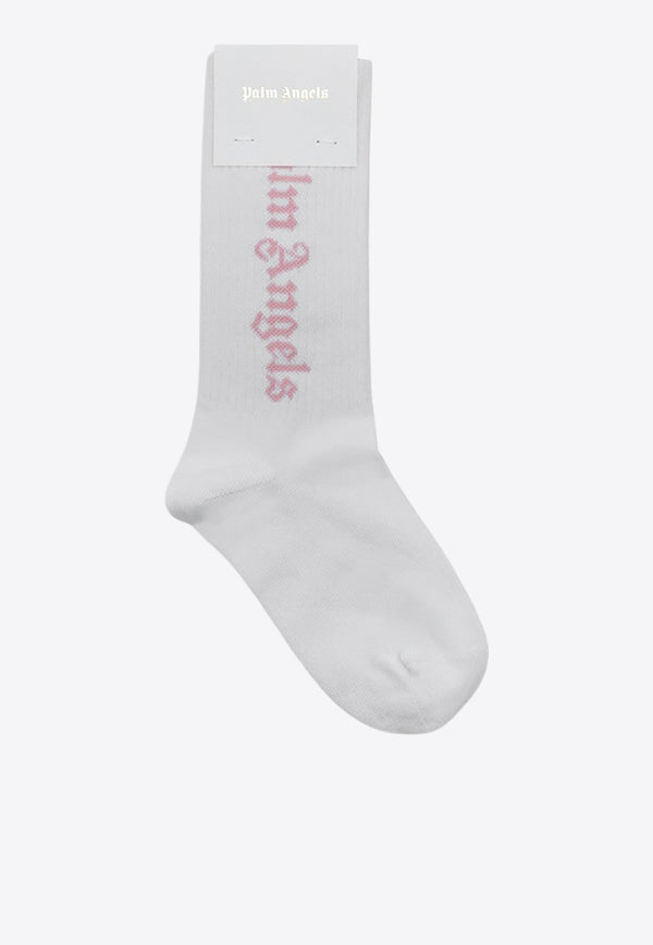 Palm Angels Kids Logo Jacquard Socks White PGRA005C99KNI005/P_PALMA-0130