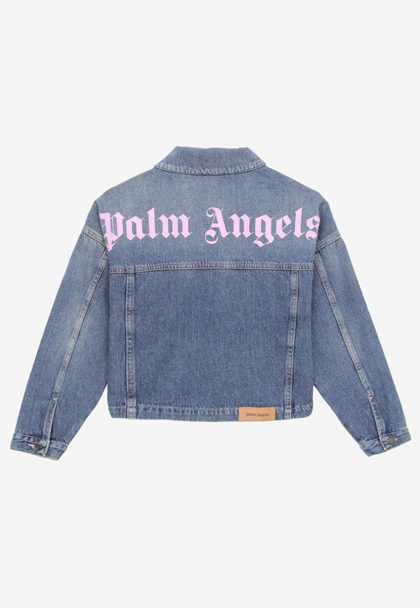 Palm Angels Kids Girls Buttoned Denim Jacket PGYE006S24-ADEN001/O_PALMA-4534