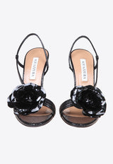 Aquazzura Paris Rose 105 Leather Sandals PIRHIGS0-MSK000 BLACK