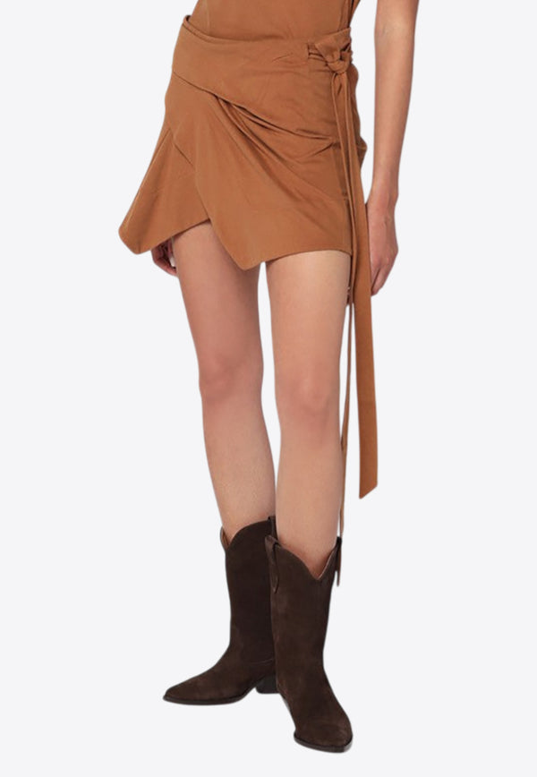 Isabel Marant Berenice Wrap Mini Skirt Caramel PJU0198FDA1N41I/R_ISAMA-50CA
