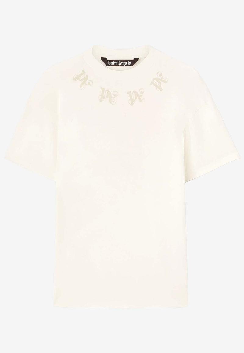 Palm Angels Statement Monogram Print T-shirt White PMAA001F24JER0030320WHITE