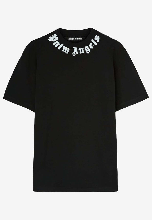 Palm Angels Neck Logo Print T-shirt Black PMAA001F24JER0071003BLACK