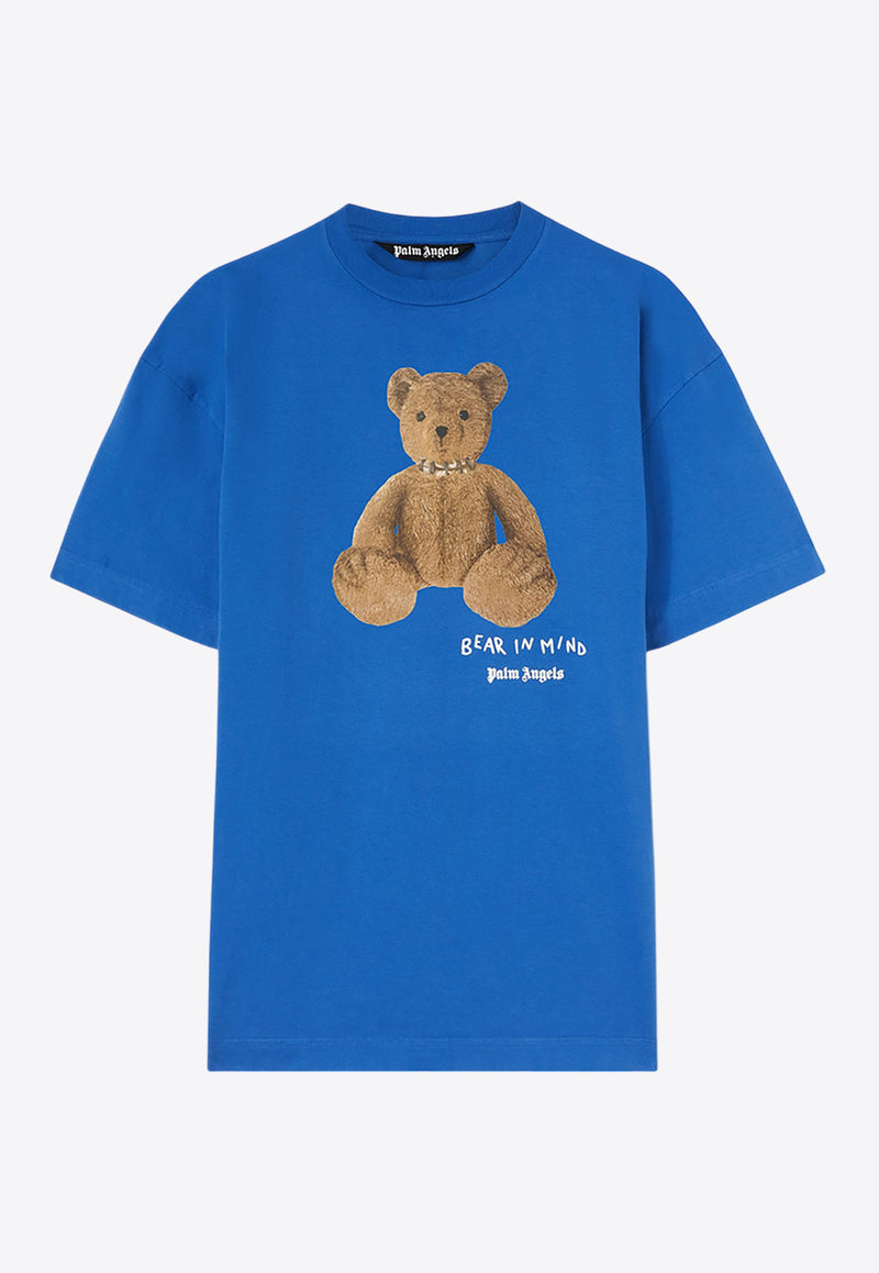 Palm Angels Bear In Mind Printed T-shirt Blue PMAA001F24JER0104560BLUE