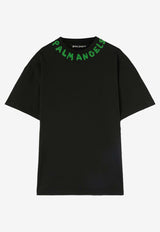 Palm Angels Logo Print Crewneck  T-shirt Black PMAA072S24JER0021070BLACK