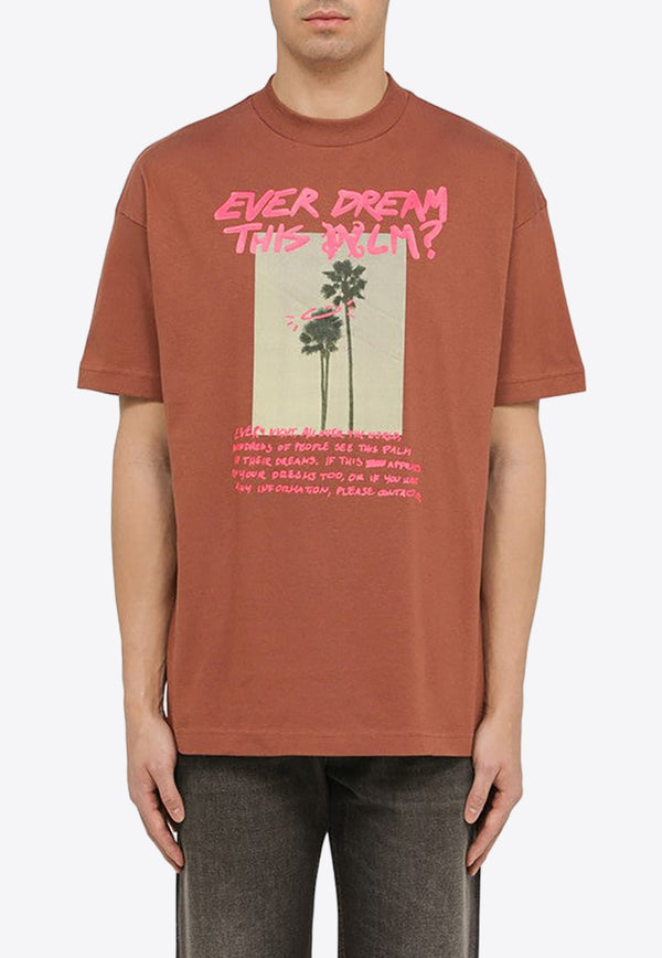 Palm Angels Palm Dream Crewneck T-shirt Brown PMAA072S24JER003/O_PALMA-6268