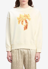 Palm Angels Burning Palm Print Sweatshirt White PMBA026F24FLE0100376WHITE MULTI