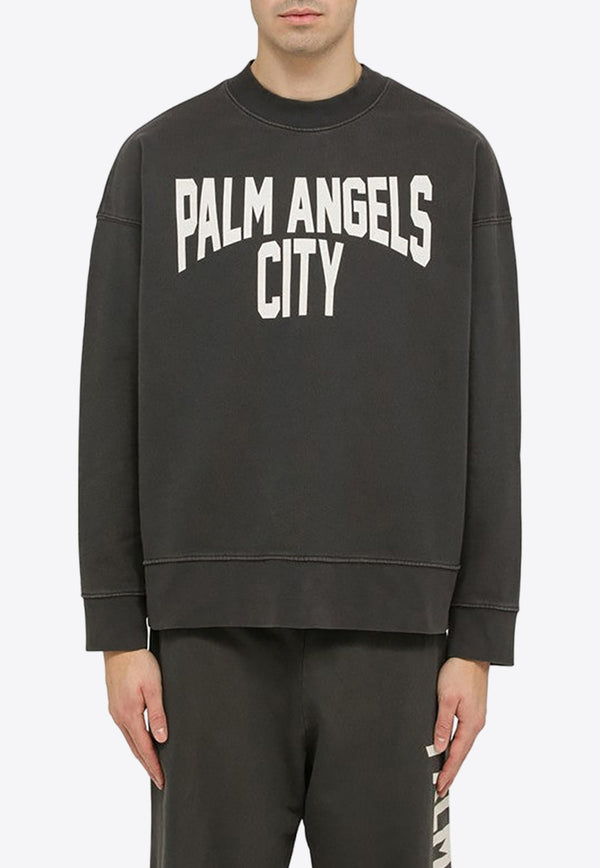 Palm Angels PA City Crewneck Sweatshirt Gray PMBA074R24FLE012/O_PALMA-0701