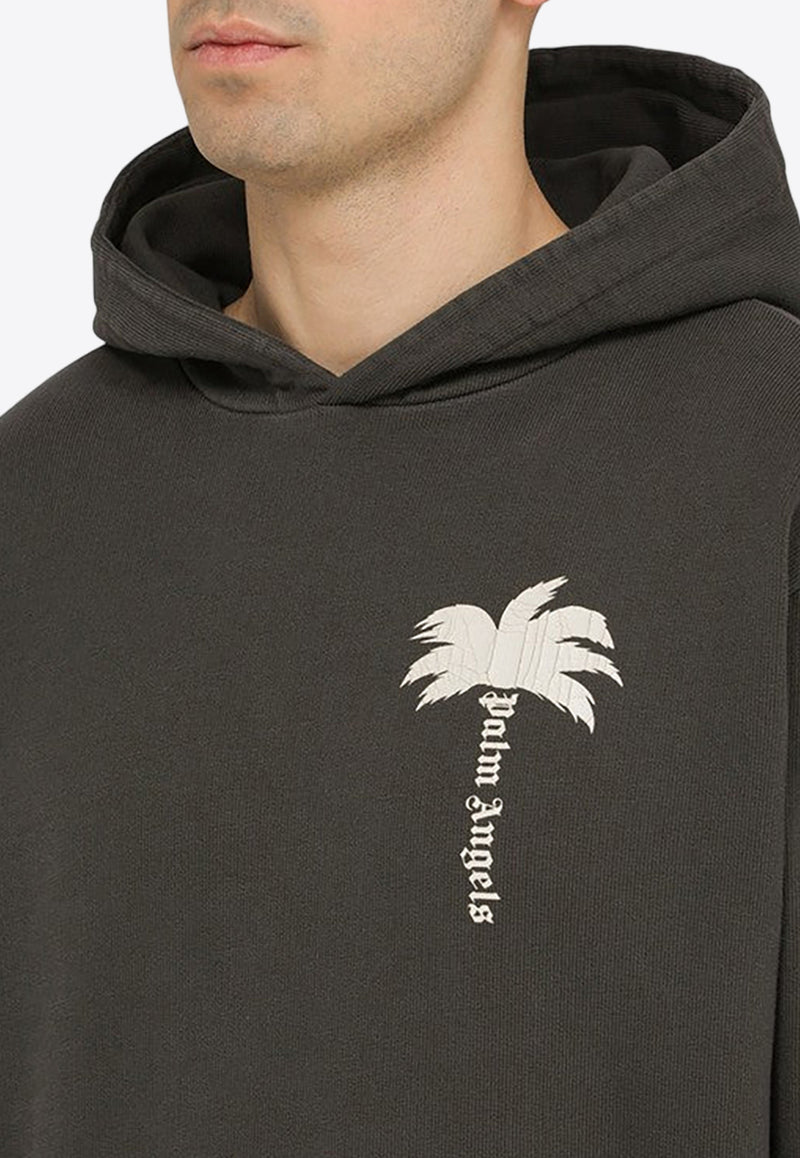 Palm Angels Palm Print Hooded Sweatshirt Gray PMBB058S24FLE004/O_PALMA-0703