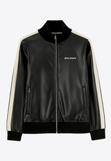 Palm Angels Logo Embroidered Faux-Leather Bomber Jacket Black PMBD058F24FAB0021003BLACK