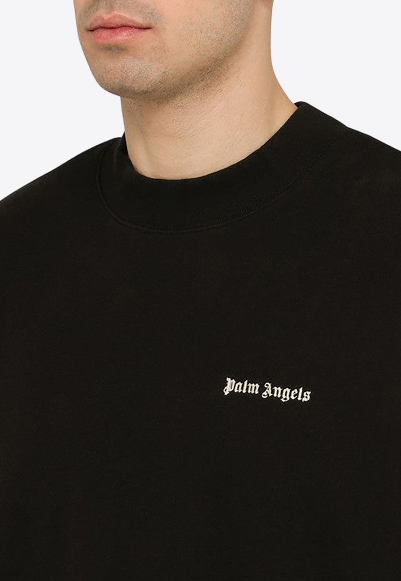 Palm Angels Logo Print Pullover Sweatshirt Black PMBD058S24FAB001/O_PALMA-1003