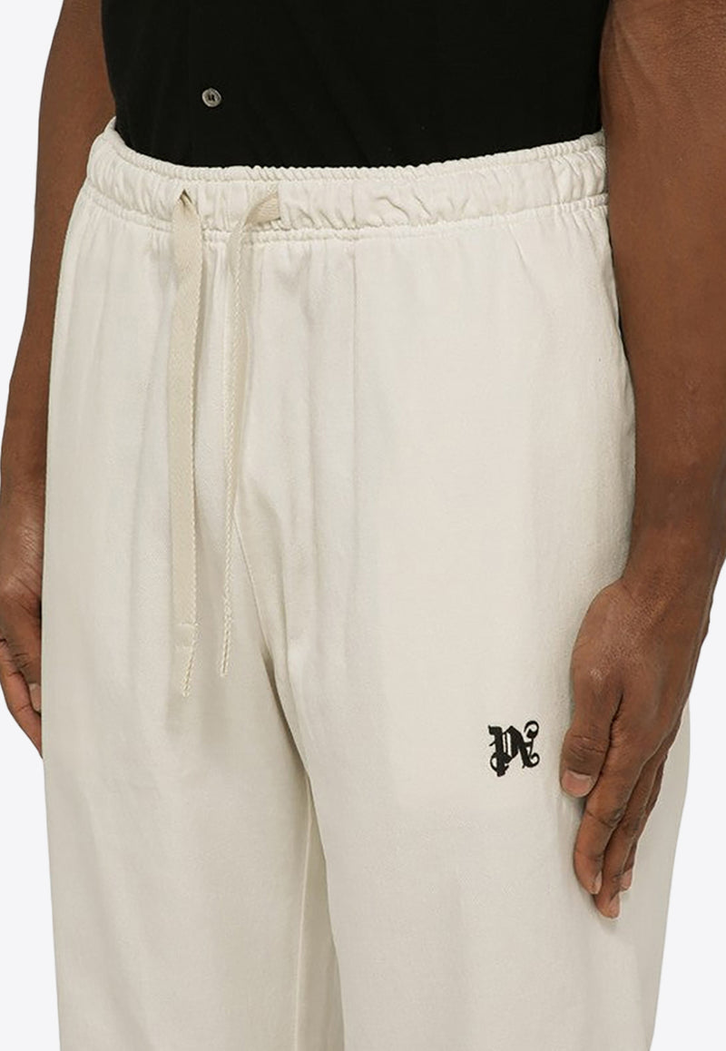 Palm Angels Monogram Embroidered Track Pants White PMCA141R24FAB001/O_PALMA-0310