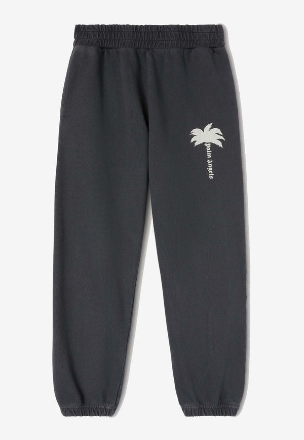 Palm Angels The Palm Straight-Leg Track Pants Gray PMCH011S24FLE0030703GREY