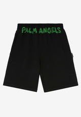 Palm Angels Logo Lettering Print Track Shorts Black PMCI010S24FLE0021070BLACK
