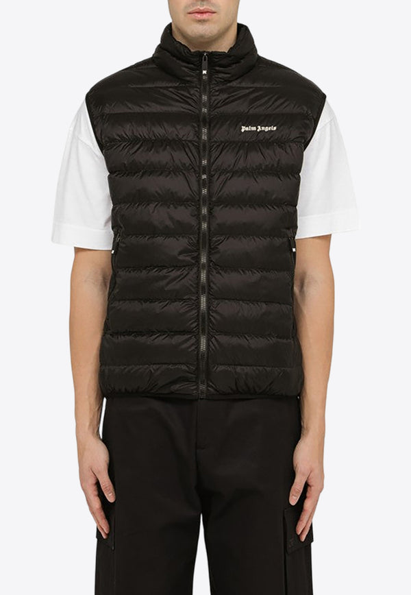 Palm Angels Logo Patch Quilted Nylon Vest Black PMEX009S24FAB001/O_PALMA-1003