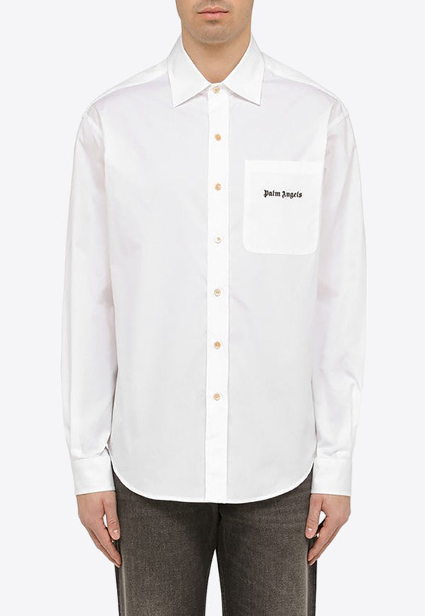 Palm Angels Logo Embroidered Long-Sleeved Shirt White PMGE024S24FAB001/O_PALMA-0110