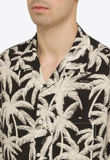 Palm Angels Palm Print Bowling Shirt Monochrome PMGG005R24FAB001/O_PALMA-1003