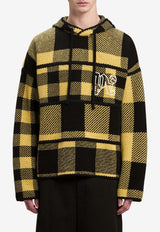 Palm Angels Tartan Check Monogram Hooded Sweatshirt Yellow PMHU019F24KNI0011610YELLOW