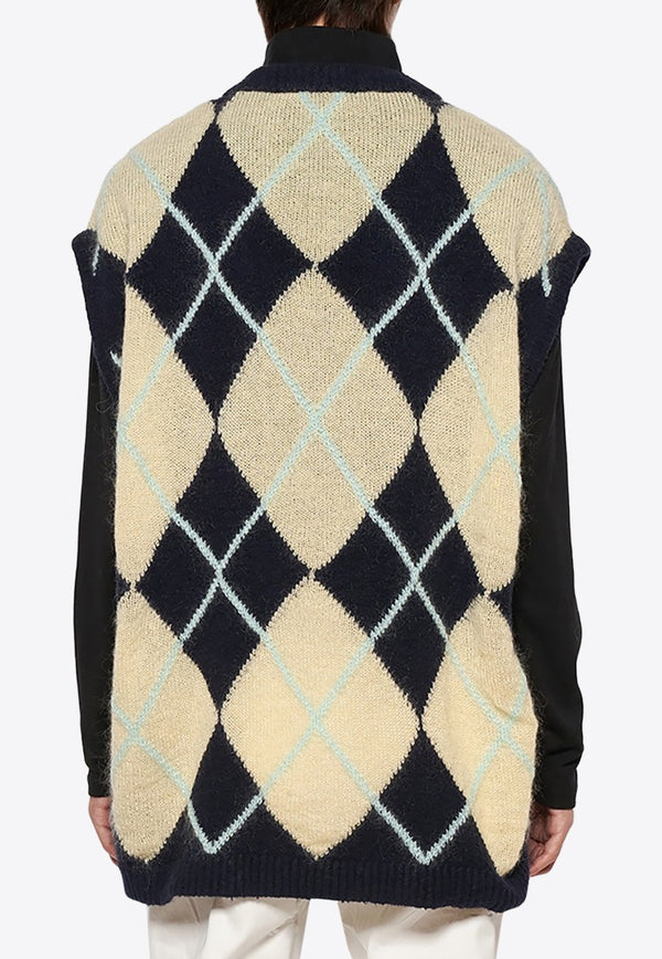 Palm Angels Argyle Knit Sweater Vest PMHZ002S23KNI0011019BLACK MULTI